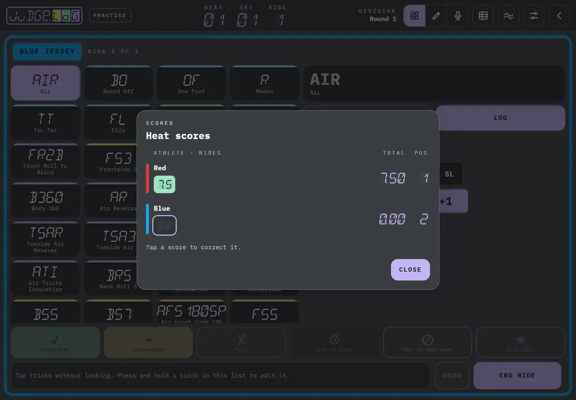 Ride score and heat scores · 5/5