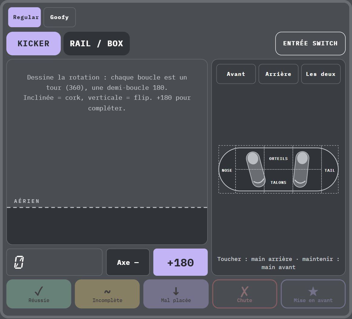 Deck Snowboard dans l'app, mode Gestes